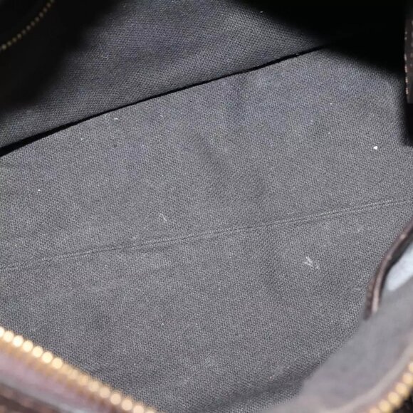 BURBERRY Hand Bag Leather 2way Dark Brown Gold Auth 114741 - Picture 12 of 16